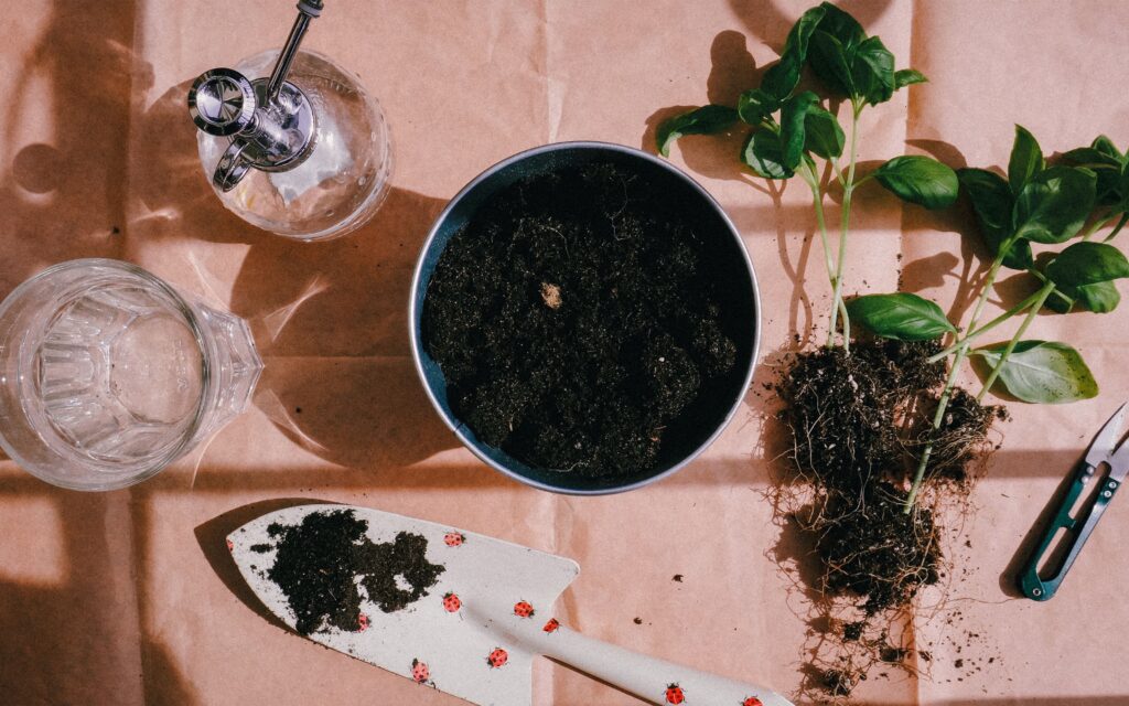 Garden tools, potting soil and seed-starting supplies